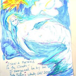 Wendy Gell Drawing  Mermaid in the clouds and recognized her by her belly button